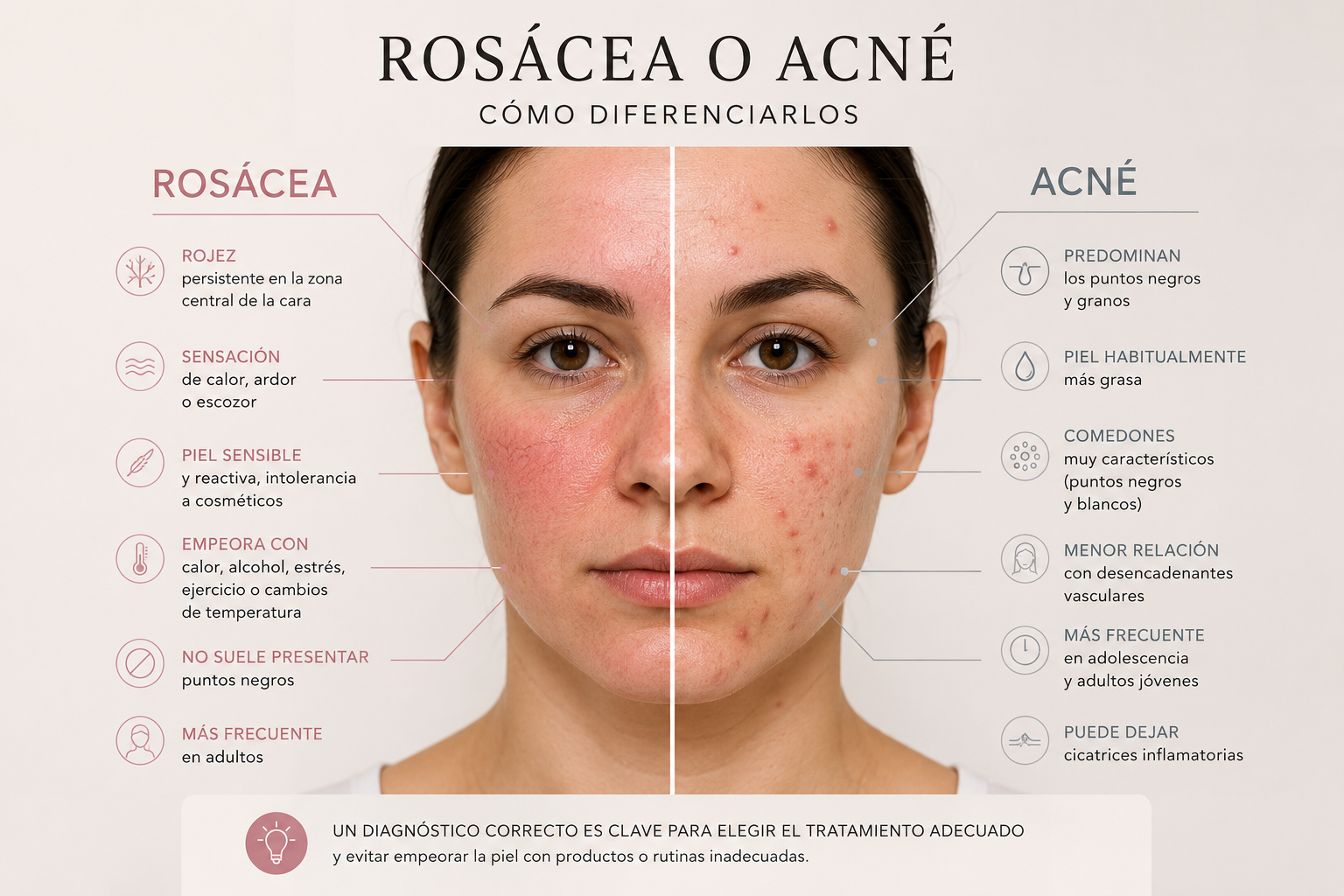 ¿Rosácea o acné? Cómo diferenciarlos