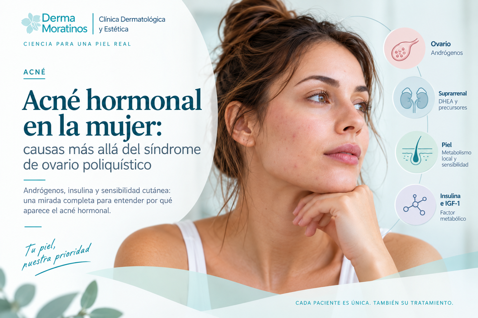 Acné hormonal en la mujer: causas más allá del síndrome de ovario poliquístico